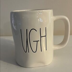 Rae Dunn White Mug with Black Text